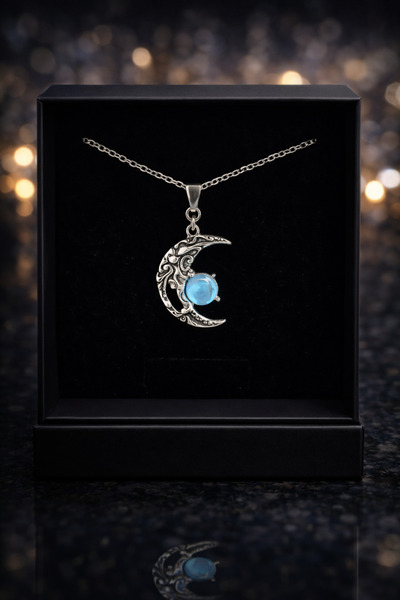 Selvica Magic of the Night Blue Stone Moon Necklace |   Stylish and Meaningfu...
