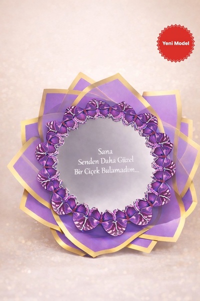 exzone Led Işıklı Aynalı Mor Kelebek Buketi Sana Senden Daha Güzel Bir Çiçek ...