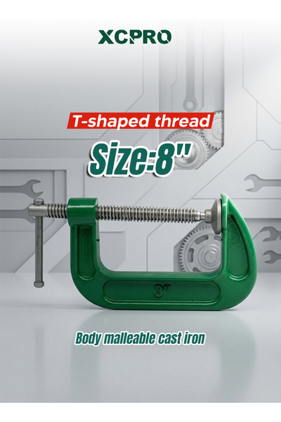 XCPRO مشبك حرف G من الحديد الزهر مقاس 8 بوصات مع ملولب على شكل حرف T للاستخدا...