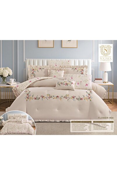 FLOWERLAND Embroidery and Tufting Plain Style Double-Sided Duvet Cover Set 8P...
