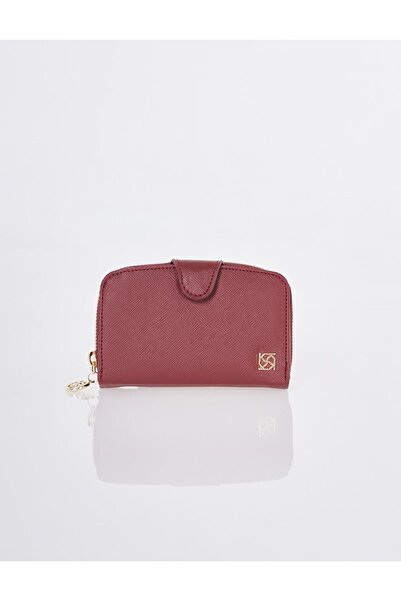 Kayra Wallet with Closure Detail, Burgundy