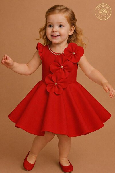 SOFYELLA Girl's Powder Pink Special Design Dress with Floral Detail