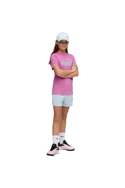 Puma Equipment Ess No.1 Logo Tee And Shorts Set, Pink, Kids