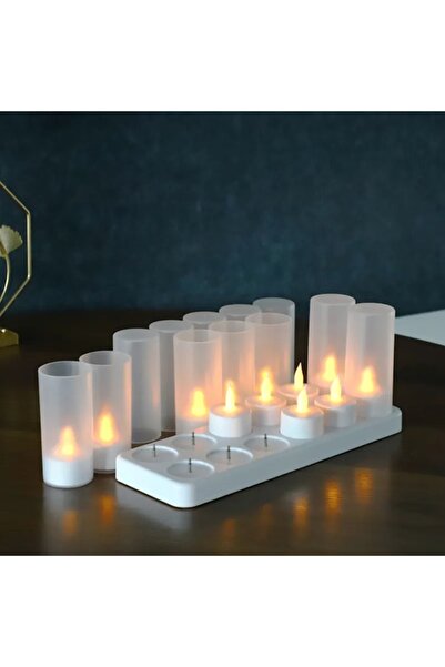 Mado Gallery Rechargeable LED Tea Lights 12 PCS – Flameless Flickering Candle...