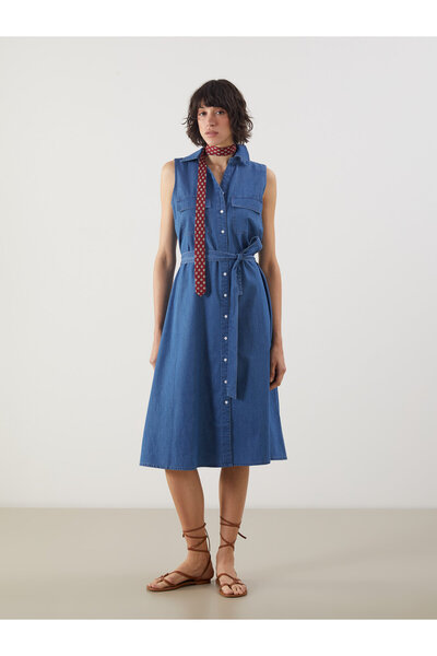 LC Waikiki Rochie din denim cu guler