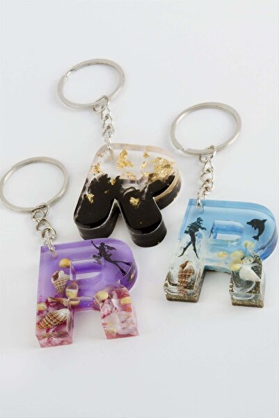 ZERO LAND Gld-Spt- Letter R (80245) Epoxy Keychain-Colorful