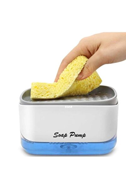 EDAR 2 in 1 Soap/Detergent Dispenser with Sponge Holder, White/Grey, 350 ml