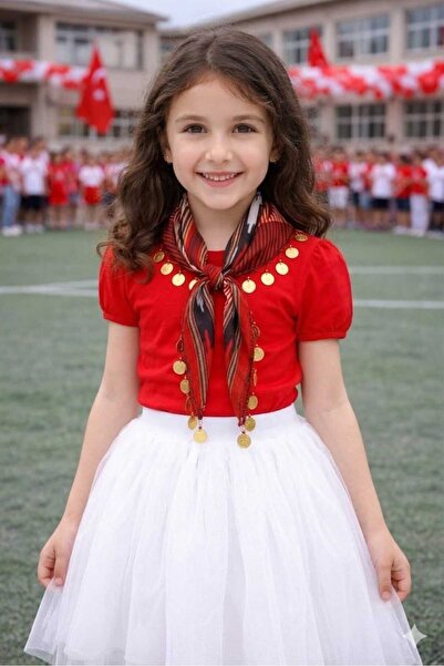 ASYA PAZARLAMA Момичешки шал за училищно представление, Триъгълен надпис, Фол...