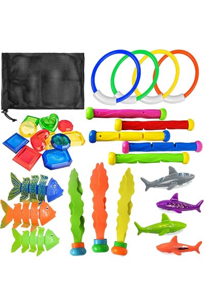 Arabest مجموعة ألعاب غوص للمسبح مكونة من 31 قطعة مع حلقات وعصي وقنابل غواصة و...