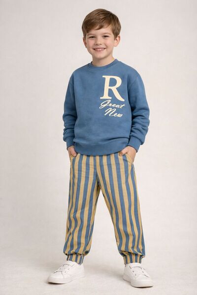 Ramçocuk Ram Çocuk R Printed Striped Men's Seasonal Suit 2 Years-3 Years-4 Ye...