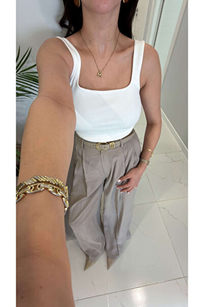 BİRCANÇİL Dlvin Nodre Ecru Strappy Tank Top