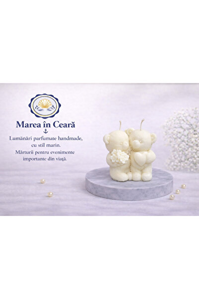 marea in ceara Διακοσμητικό κερί "Αρκουδάκια ερωτευμένα" ​ ​ κερί σόγιας, χει...