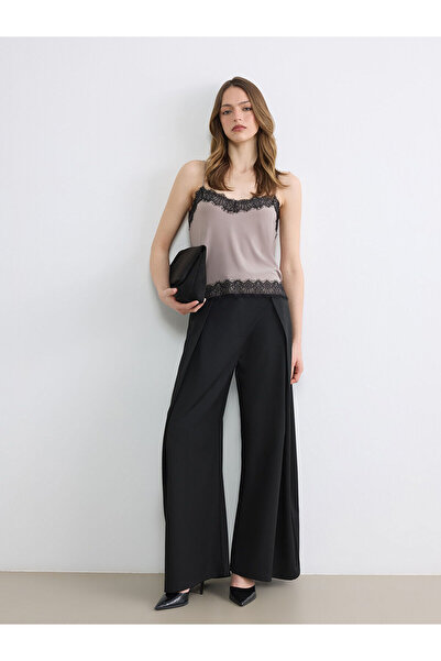 LC Waikiki Nevavm High Waist Wide Leg Women's Fabric Trousers with a Difference