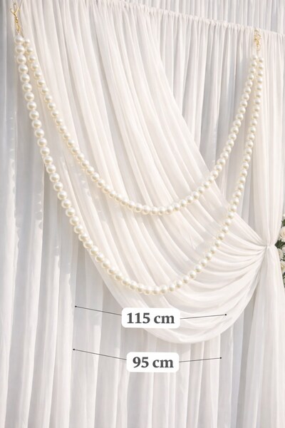 Emtory Home İnci Perde Süsü Lüks Dekoratif Boncuklu Perde Aksesuarı Düğün Niş...