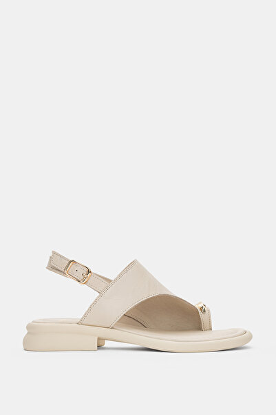 selin shoes Velrisa Genuine Leather Flip Flops with Gold Accessory Detail Wom...