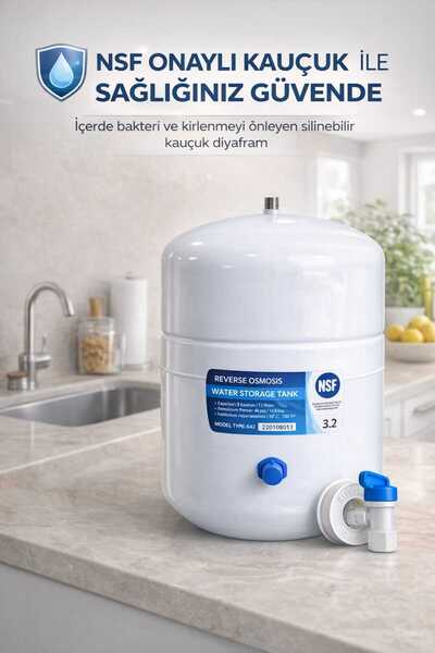 TAE Su Arıtma Deposu 8 LT NSF Onaylı Çelik 3.2 Galon