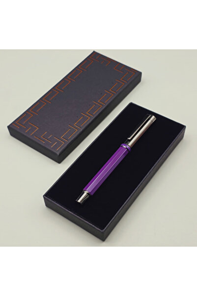Generic Brand Boxed Purple Metal Roller Pen