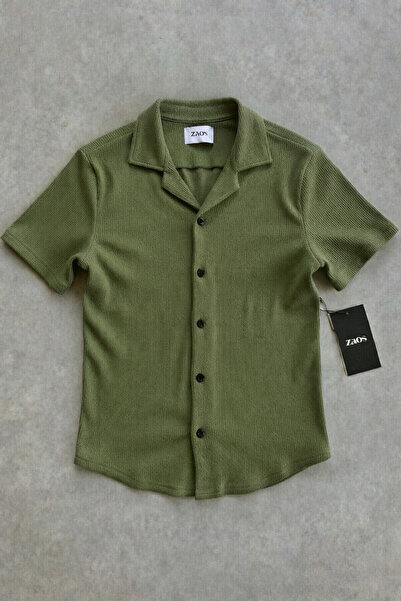 zs zaos fashion Men's Short-Sleeved Slim-Fit Patterned Textured Summer Shirt ...