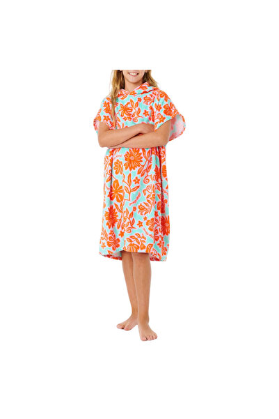 Rip Curl Πόντσο με κουκούλα από μεικτό βαμβάκι, τιρκουάζ