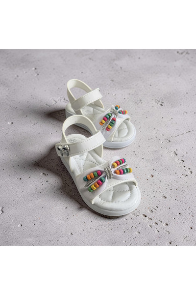 Trendline Момичешки леки сандали с мъниста, с ортопедична подметка и велкро з...