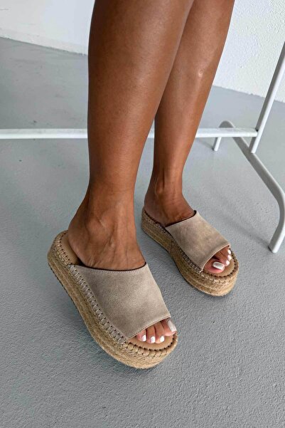 AYAKKABI PRENSİ Sverre Genuine Leather Wedge Heel Ten Suede