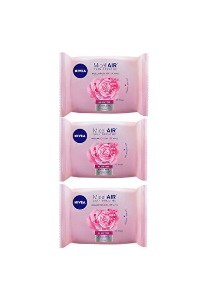 NIVEA Σετ 3x Μαντηλάκια Καθαρισμού Προσώπου με Ροδόνερο και Μικυλιακό Νερό 25...