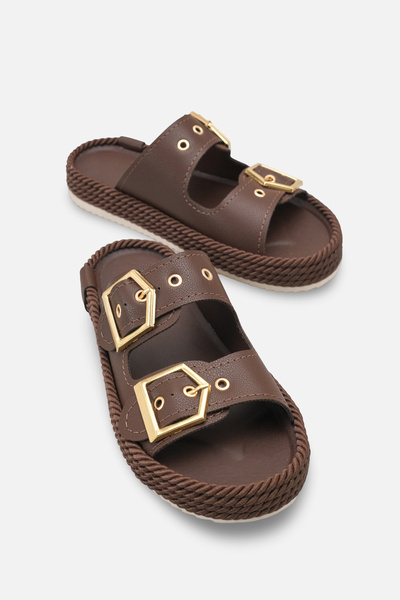 Solo Bag شبشب يومي أنيق بإبزيم مزدوج لتقويم العظام مريح من القش ونعل مريح مان...