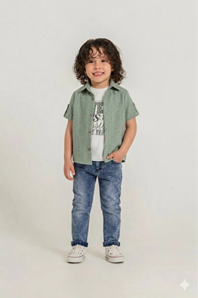 Bontino Σετ Premium 3 τεμαχίων για αγόρια - Πουκάμισο με σχέδια, μπλουζάκι απ...