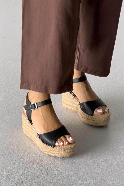 AYAKKABI PRENSİ Оливър Естествена кожа Ток тип клин Черен матов