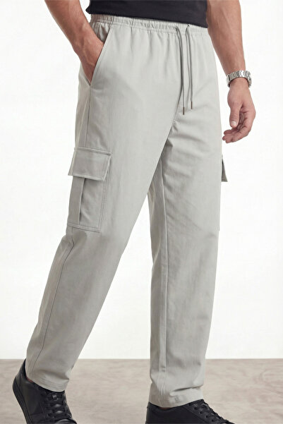 Veleno Men's Gray Parachute Fabric Cargo Pants with Pockets, Adjustable Leg C...