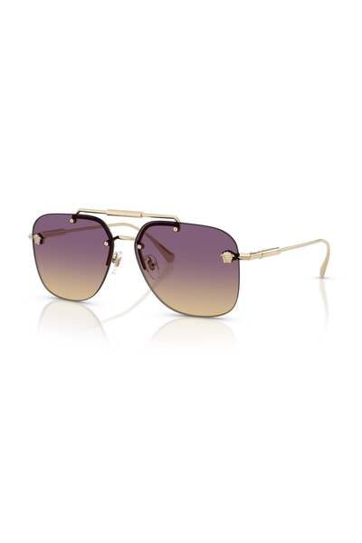 Versace Ve 2296 125270 60 Women's Geometric Gold Metal Sunglasses