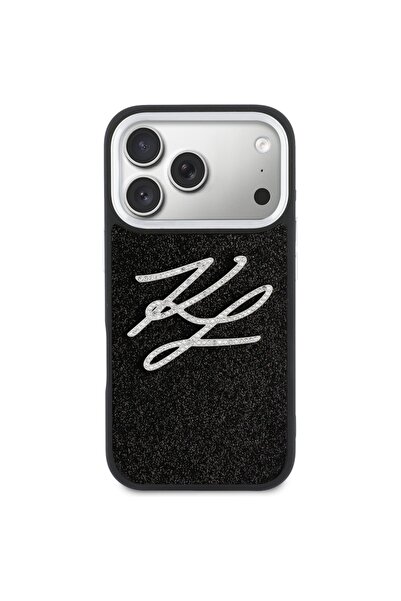 Karl Lagerfeld Glitter KL Diamond Logo MagSafe Case for iPhone 17 Pro - Black