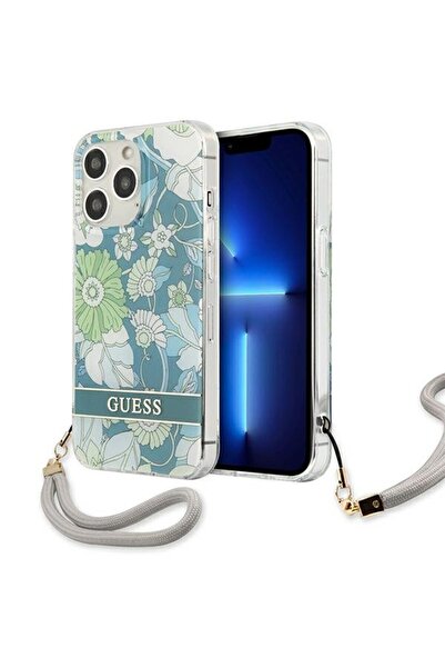 Guess Flower Strap TPU Case for iPhone 13 Pro - Green