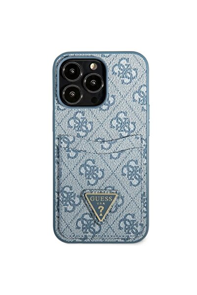 Guess 4G Triangle Logo Card Slot Case for iPhone 13/13 Pro - Blue