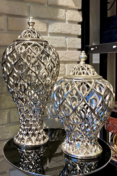 LEMİ DEKORASYON Döküm İkili Şah Küp Vazo 40-50 Cm