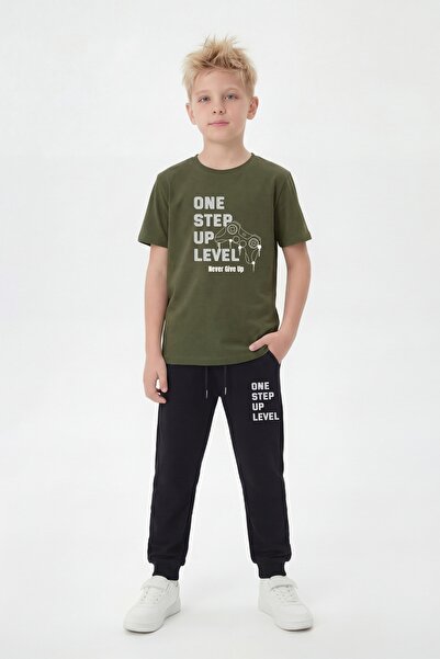FYK COLLECTİON Zero Neck T-Shirt and Long Sweatpants Boys' Top and Bottom Set