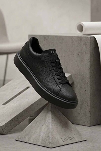 Lufian Men's Black Genuine Leather Sneaker – Timeless Elegance and Premium Co...