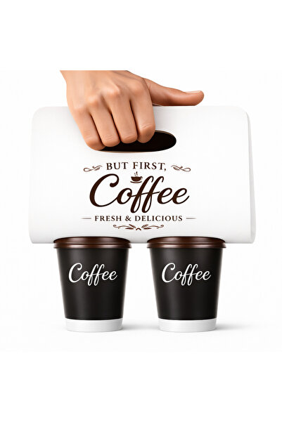 Canestar Karton Kahve Bardağı Tutucu 2'li Yüksek Kalite Baskılı 100'lü