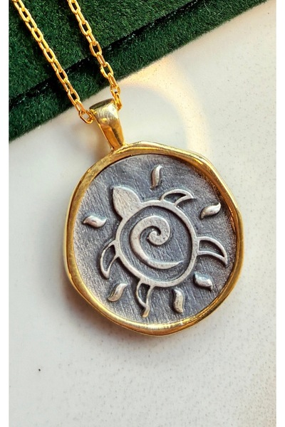 Miltonia Spiral (Sarmal) Deniz Kaplumbağası Motifli 925s Gümüş Kolye