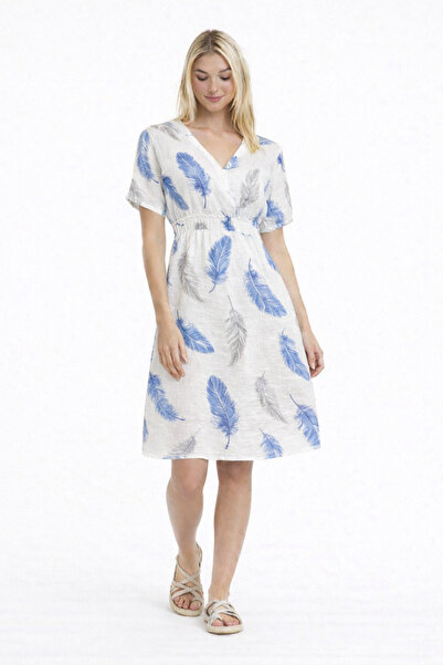 Heaven Ephesus فستان موسلين - فستان موسلين بياقة على شكل V - فستان موسلين كلي...