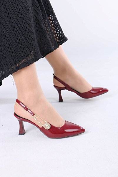 sefayol حذاء ميلفيل نسائي بكعب عالٍ من الجلد اللامع باللون العنابي