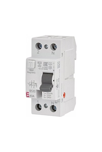Eti Întrerupător automat diferențial 1P+N 63A/30mA Tip A 10kA EFI-P2