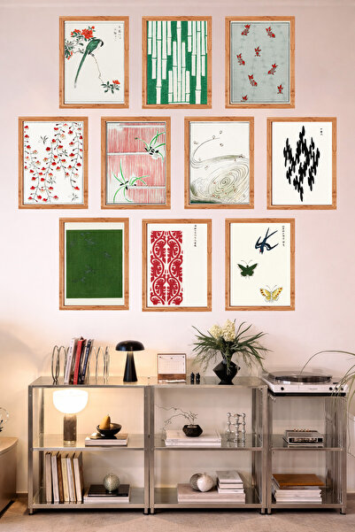 UNT Set de 10 tablouri minimaliste în stil japonez Feng Shui cu aspect de cad...