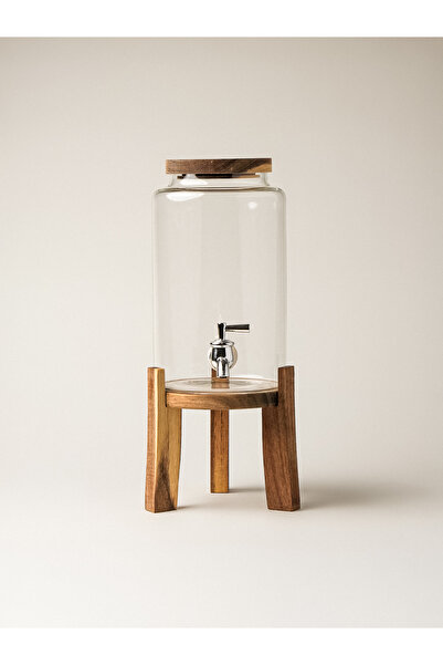 Minihol Carve Akasya Standlı Cam Sebil (3000 ml)