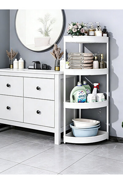 Cookware Bargain Shop 4-Tier Movable Corner Shelf (White), Triangular Organiz...