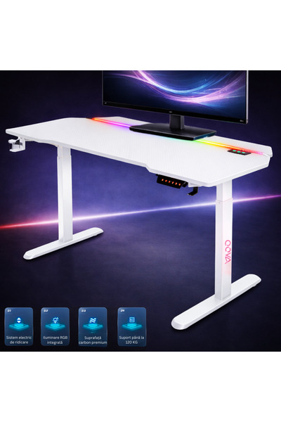 Qova RGB Gaming Desk, Electric Height Adjustable, QOVA®, Desk Adjustable Heig...