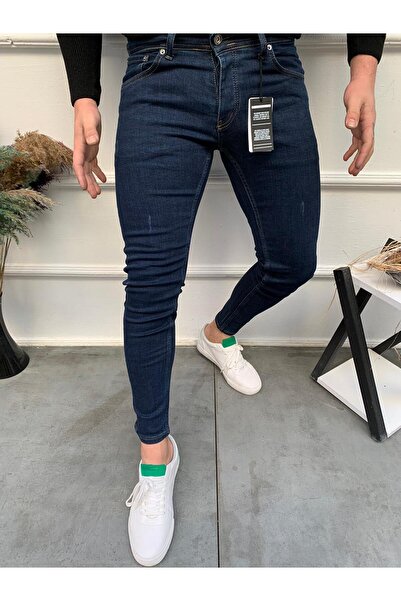 Ser Joven Pantaloni pentru bărbați, albastru marin slim fit Laser material el...