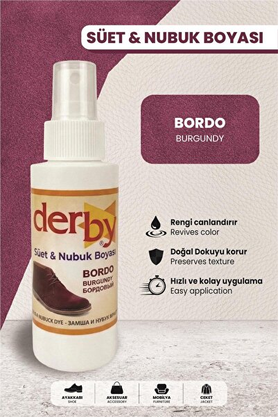 Derby Bordo Süet Nubuk Renk Yenileyici Sprey 100 ML – Ayakkabı & Çanta Boyası