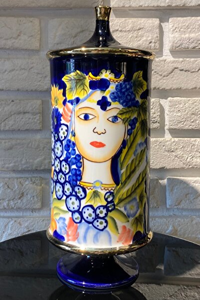 LEMİ DEKORASYON La'medore Mılla Lacıvert Kapaklı Vazo 15,4x15,4x38 Cm