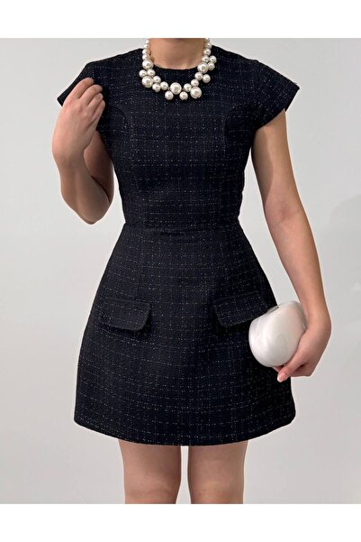 Paydey Μίνι φόρεμα τουίντ με λεπτομέρεια στο τσέπη και λαιμόκοψη ποδηλάτου